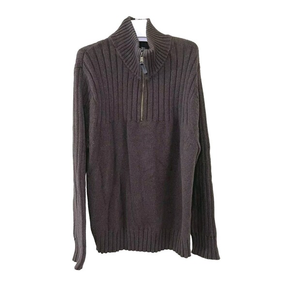 Great Northwest Men's Pullover Sweater Brown Mock Neck 1/4 Zip Ribbed Size XXL - Picture 2 of 10
